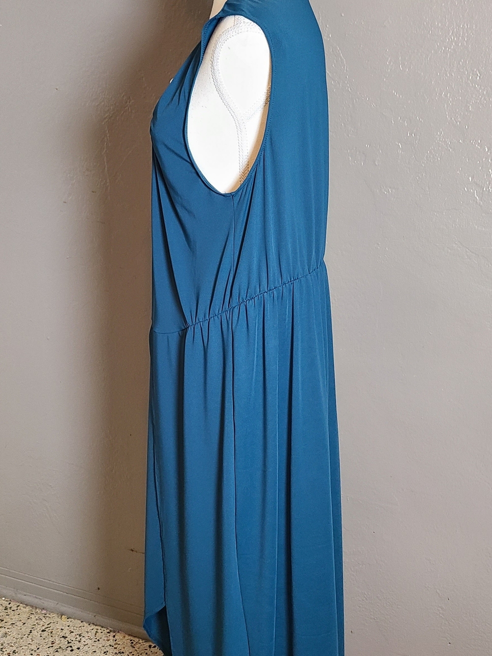 Women Sleeveless Teal Beach Swimsuit  Coverup Dress UPF 50 with Front Keyhole L - Picture 3 of 12